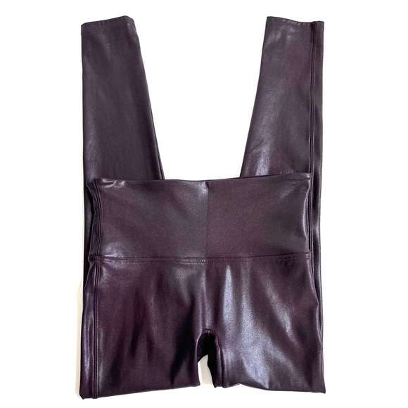 SPANX Pants - SPANX Faux Leather Leggings High-Waisted Wine Burgundy Size Large